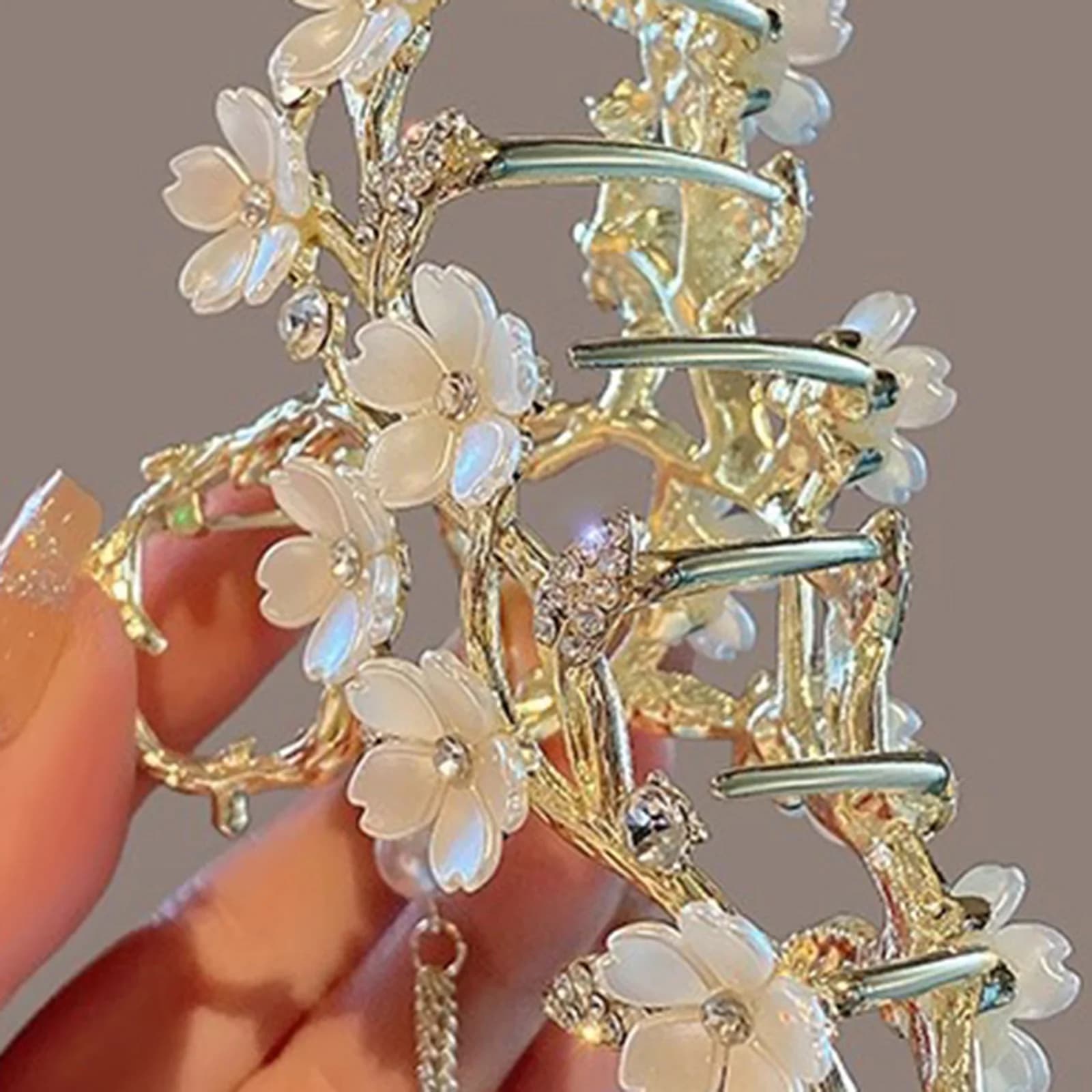 Fermacapelli a forma di squalo floreale per donna, per chignon, coda di cavallo, accessorio fai da te per acconciature.