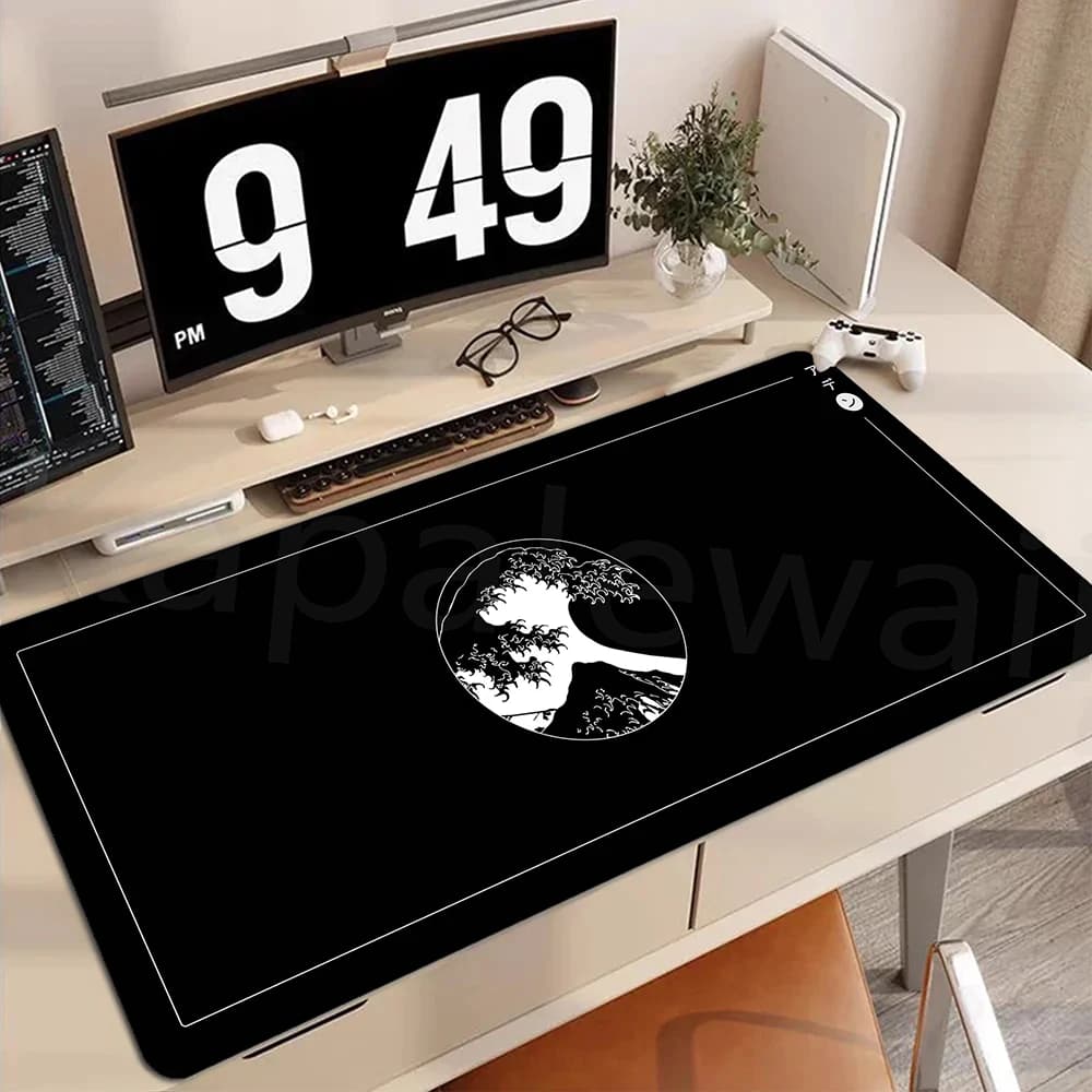 Tappetino per mouse overlock Great Wave xxl tastiera desktop tappetino da tavolo Cloud Accessori per computer tappetino da gioco in bianco e nero