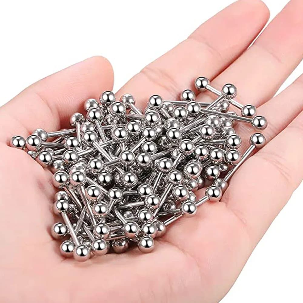 WKOUD 20 Pezzi/Lotto Anelli per Lingua e Orecchie in Acciaio Inossidabile, Barrette Unisex per Piercing, Gioielli all'Ingrosso