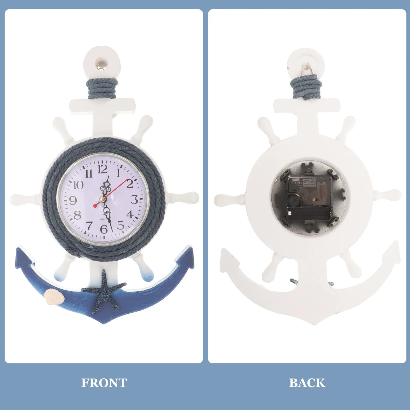 Orologio da Parete a Tema Ancora di Barca, Stile Mediterraneo, con Superficie a Specchio Trasparente, per Soggiorno e Camera da Letto