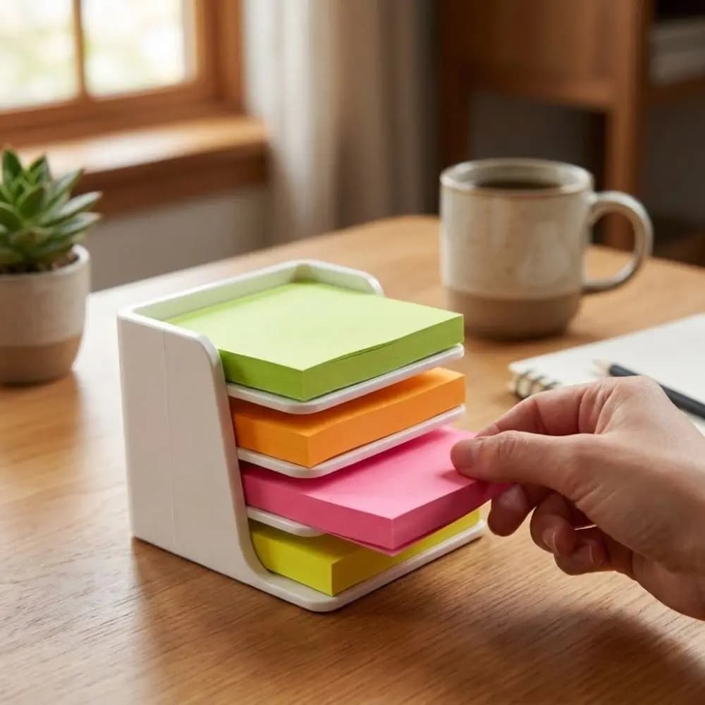 Multi-Purpose Stackable Sticky Note Holder Plastic Stable Base Note Storage Box Anti-Tip 3D Printing Memo Pad Holder Desktop Use
