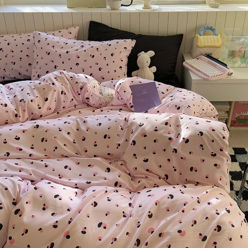 Set Biancheria da Letto Coreana Rosa INS per Ragazze 2025 Nuovo Lenzuolo Morbido Copripiumino Federa Set Copripiumino Matrimoniale/Queen Size