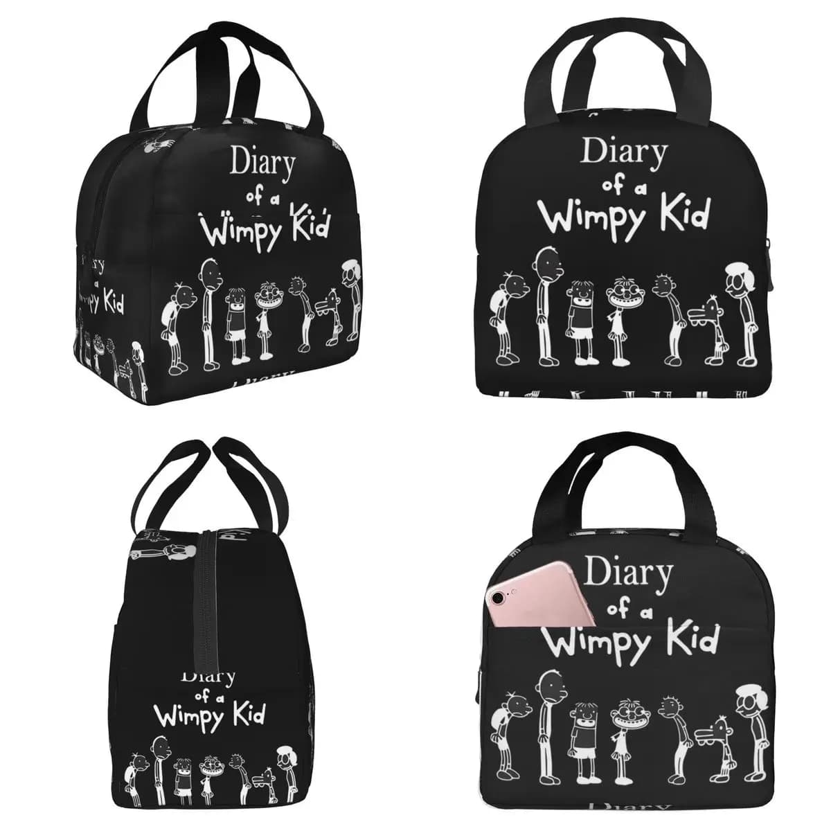 Diary Of A Wimpy Kid Group Anime Insulated Lunch Bag for Kid School Cooler Thermal Food Box Tote Leakproof Lunch Boxes Container