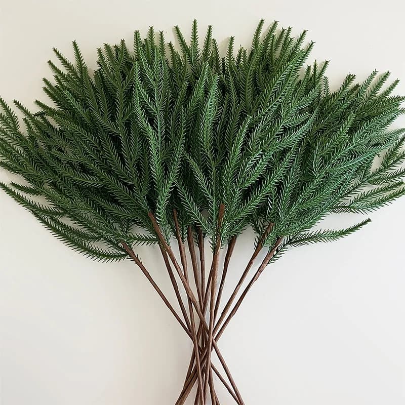 10 pezzi di plastica artificiale aghi di pino rami piante verdi decorazioni natalizie fai da te rattan cipresso ramo decorazione dell'albero di Natale