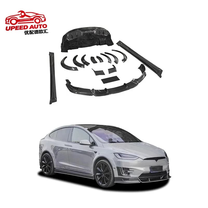 Suitable for Real Carbon Fiber WideBody Kit Tesla Model X TC Style Car Rear Diffuser Side Skirts mudguard Flares Bodykit