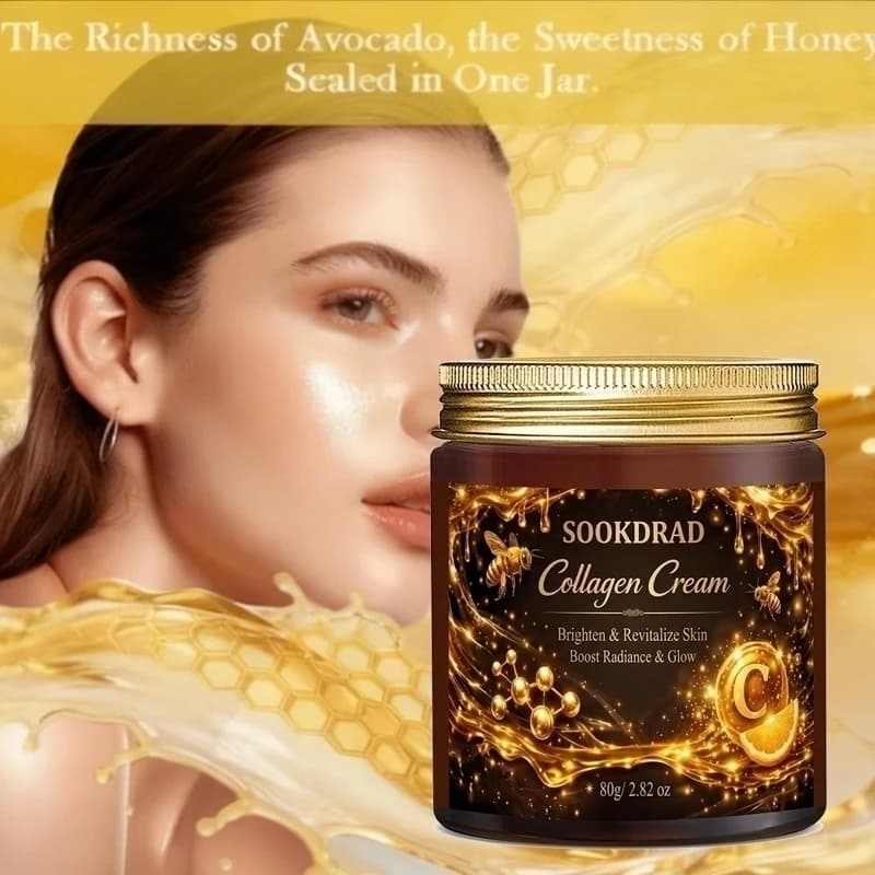 Crema al Collagene, Vitamina C, Illuminante, Viso, Uomo e Donna, 80g/2.82oz, Per Tutti i Tipi di Pelle, Uso Quotidiano Mattina e Sera