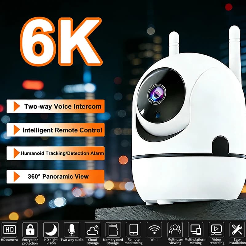 Telecamera di Sorveglianza IP Wireless per Interni 4K HD 2MP WiFi, Monitor per Bambini con Audio Bidirezionale, Rilevamento AI e Tracciamento Automatico