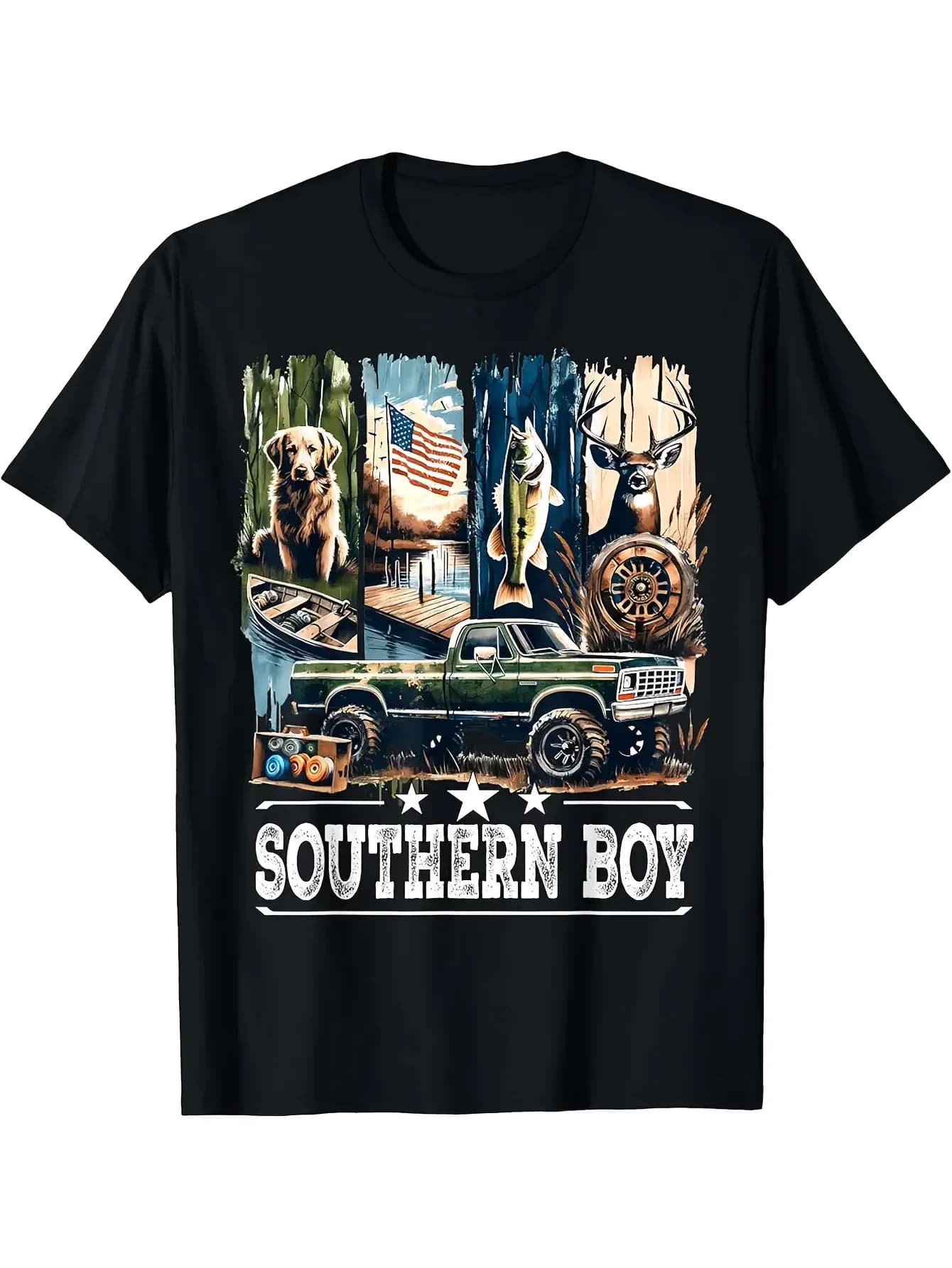 ' Duck Hunting T-Shirt with Labrador Retriever & Mallard Duck Waterfowl Design - Short Sleeve Casual Summer Outdoor Hunting Gear for, Southern Boy Design for young Hunters (Machine Washable)