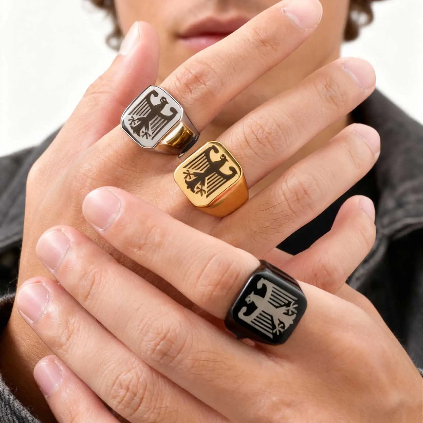 Anello Personalizzato Aquila Volante, Anello Punk da Uomo con Ali di Animale, Gioielli alla Moda con Totem Aquila, Regalo Confortevole per Fidanzato, Festa del Papà