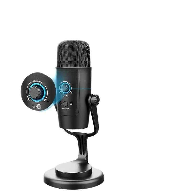Microfono con scheda audio integrata, interfaccia USB per registrazione live, microfono professionale con riduzione del rumore radiofonico