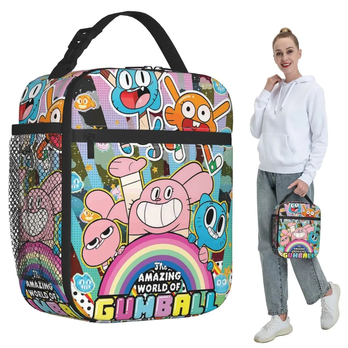 Borsa termica per il pranzo The Amazing World Of Gumball Cartoon, per bambini, scatola termica per il pranzo, contenitore per il pranzo