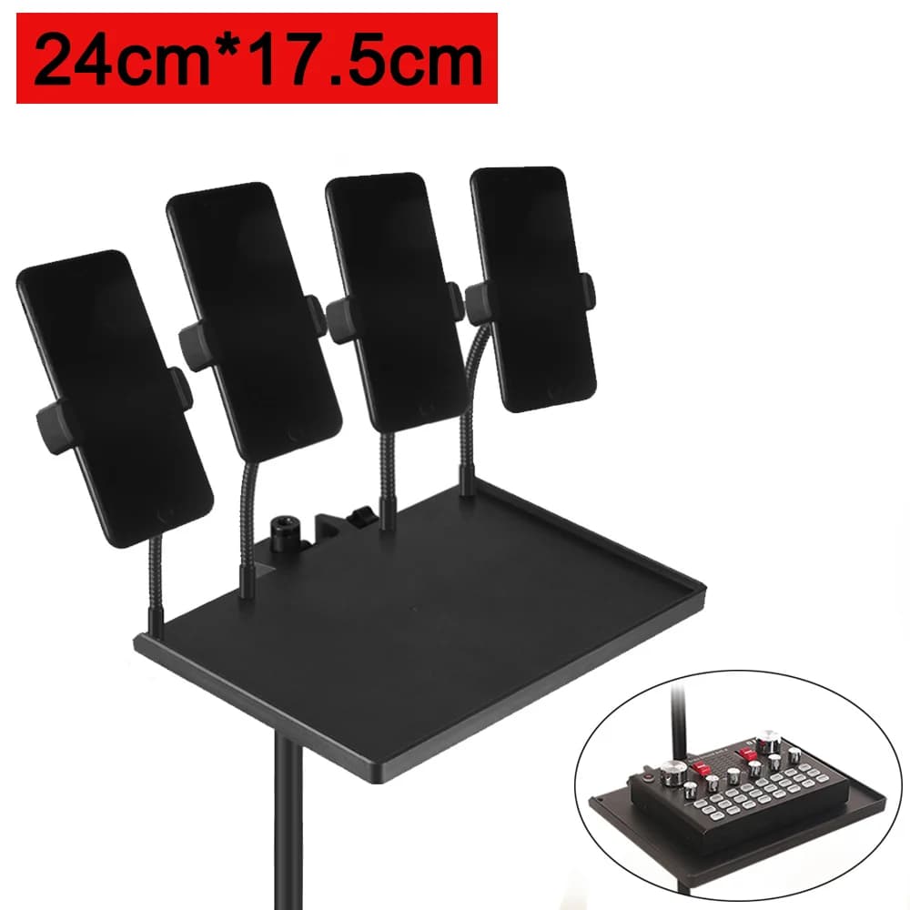 Audio Card Tray 24x17.5 cm Mobile Phone Holder Clip clamp 1/4 inch threaded live microphone holder for tripod bracket