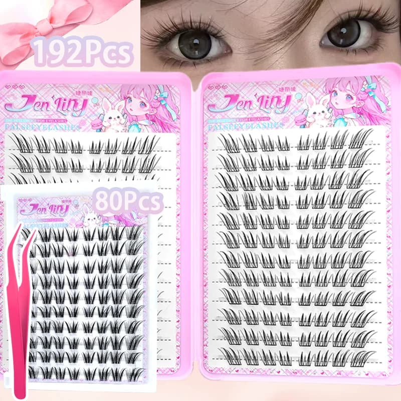 Ciglia finte a singolo filo, spesse e dall'aspetto naturale, ispirate agli anime, curvatura C, stile Fox, adatte per l'uso domestico, facili da applicare per principianti.