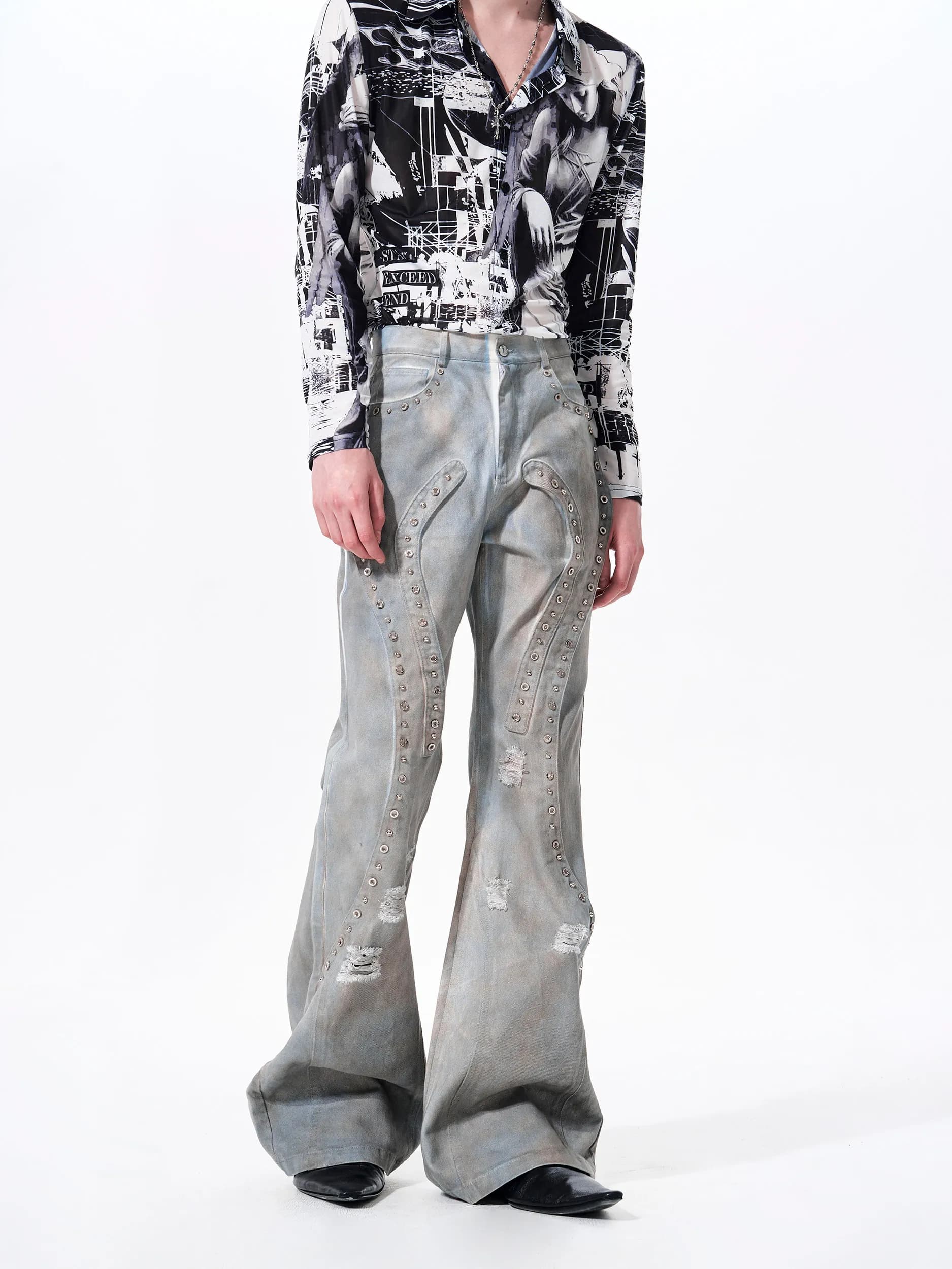 Men's Distressed Straight Leg Jeans Tie Dye Washed Vintage Style Flared Leggings Casual Comfortable Cotton Youth Fashion