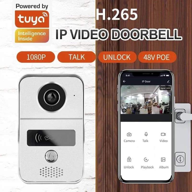 Sblocco Remoto Wireless, Campanello Tuya da 2 Megapixel, Videocitofono Wi-Fi, Telecamera 1080P, Sensore di Movimento, Allarme, Casa Intelligente Sicura