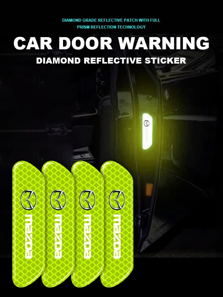 4 pz Auto Porta Strisce Riflettenti Avvertimento di sicurezza Adesivo Per Mazda 2 3 6 CX-3 5 CX-8 MX-30 MX-5 BT-50 Axela ATENZA ATENZA R360