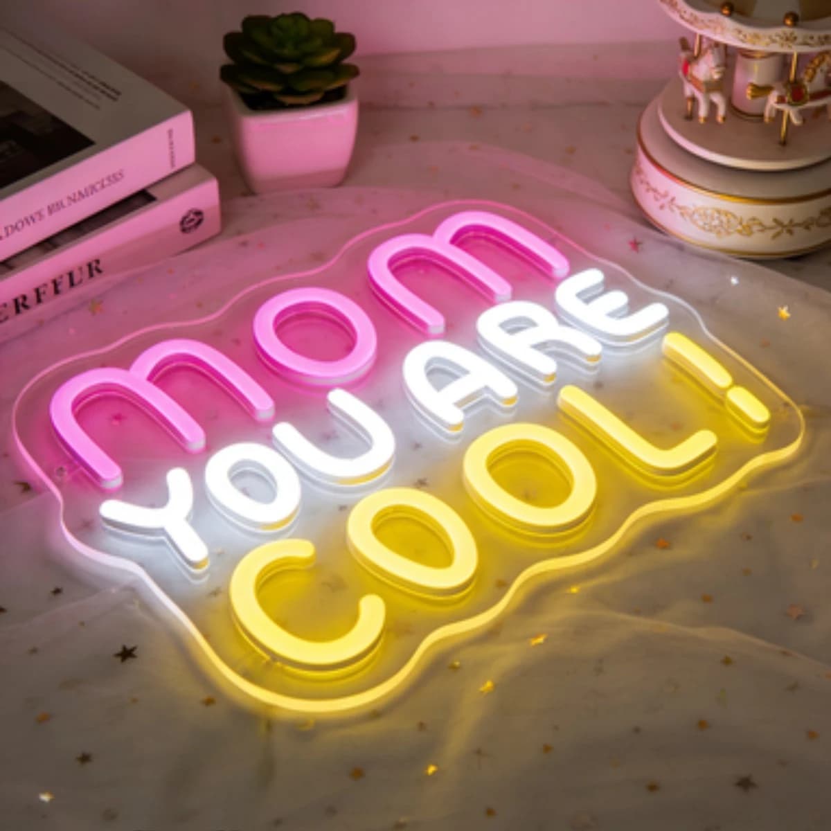 Luce al Neon LED 'Mom You Are Cool' per Camera da Letto, Soggiorno, Decorazione Casa, Regalo per la Festa della Mamma, San Valentino, Illuminazione per Feste, Arte Murale