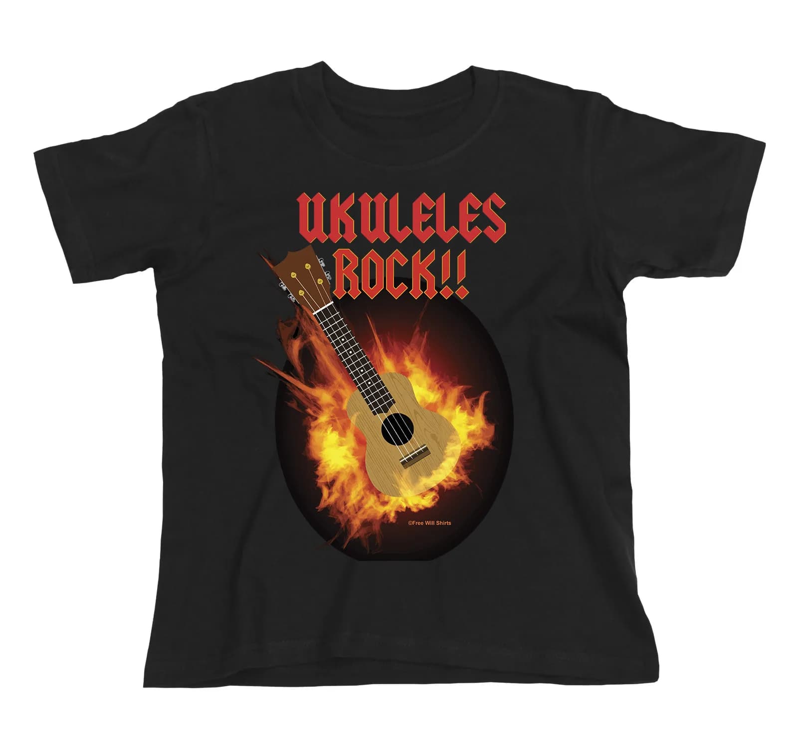 Ukuleles Rocks Kids Quality Cotton T-shirt Ukulele Guitar Unisex Music Eco Gift