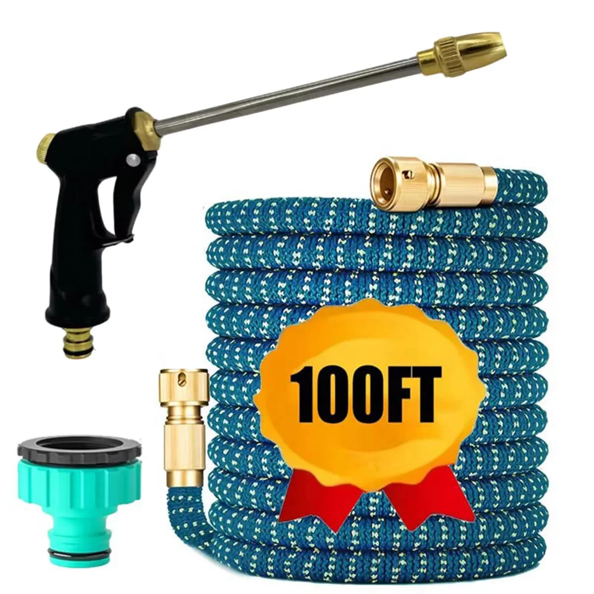 Tubo Magico Espandibile, Pistola ad Acqua Multifunzione Regolabile per Lavaggio Auto, Strumenti per Irrigazione e Doccia per Animali Domestici 25FT-100FT