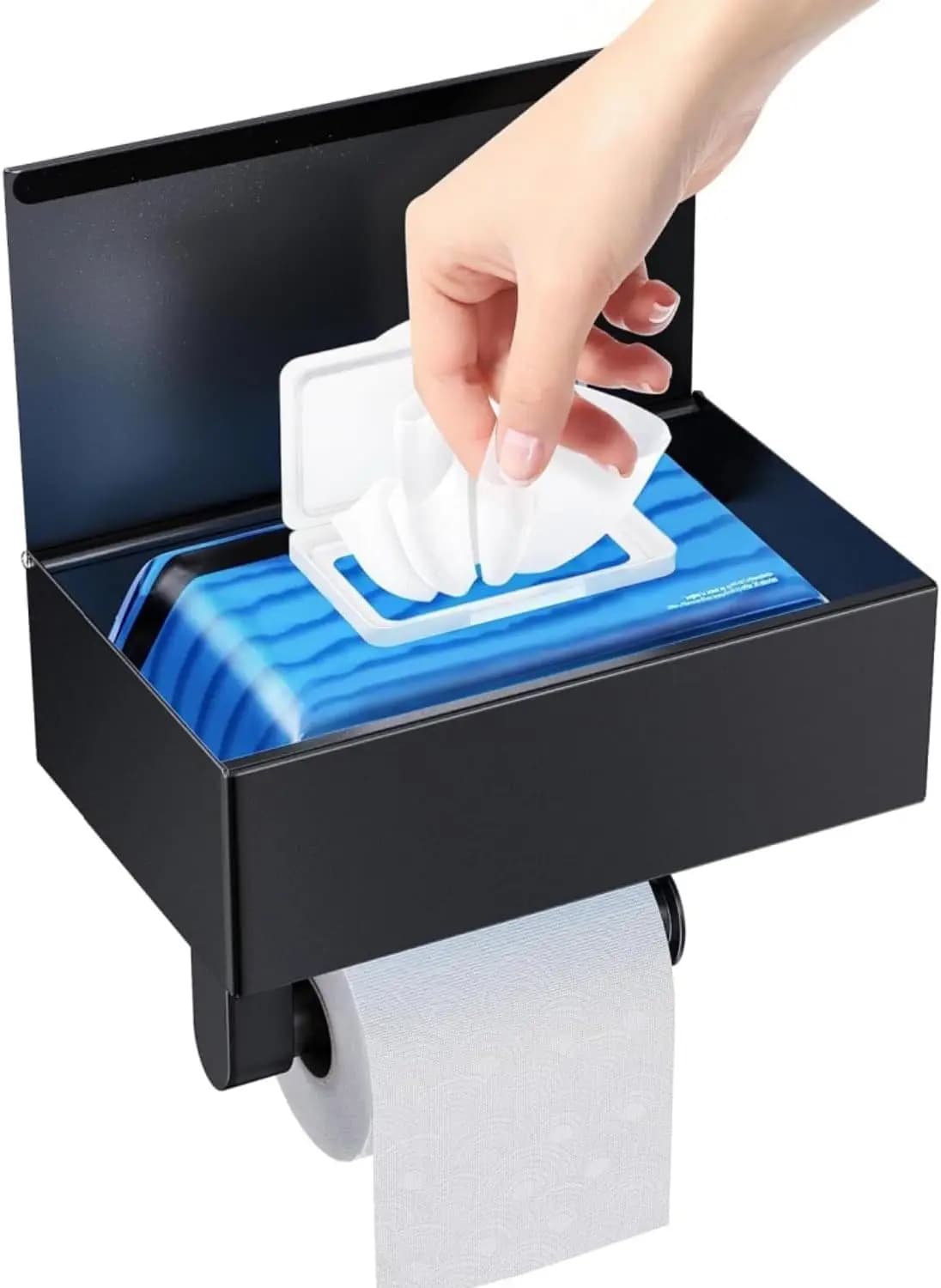 Portarotolo da Bagno 2026 con Mensola e Contenitore, Supporto Adesivo per Carta Igienica, Dispenser per Fazzoletti e Salviette Umidificate