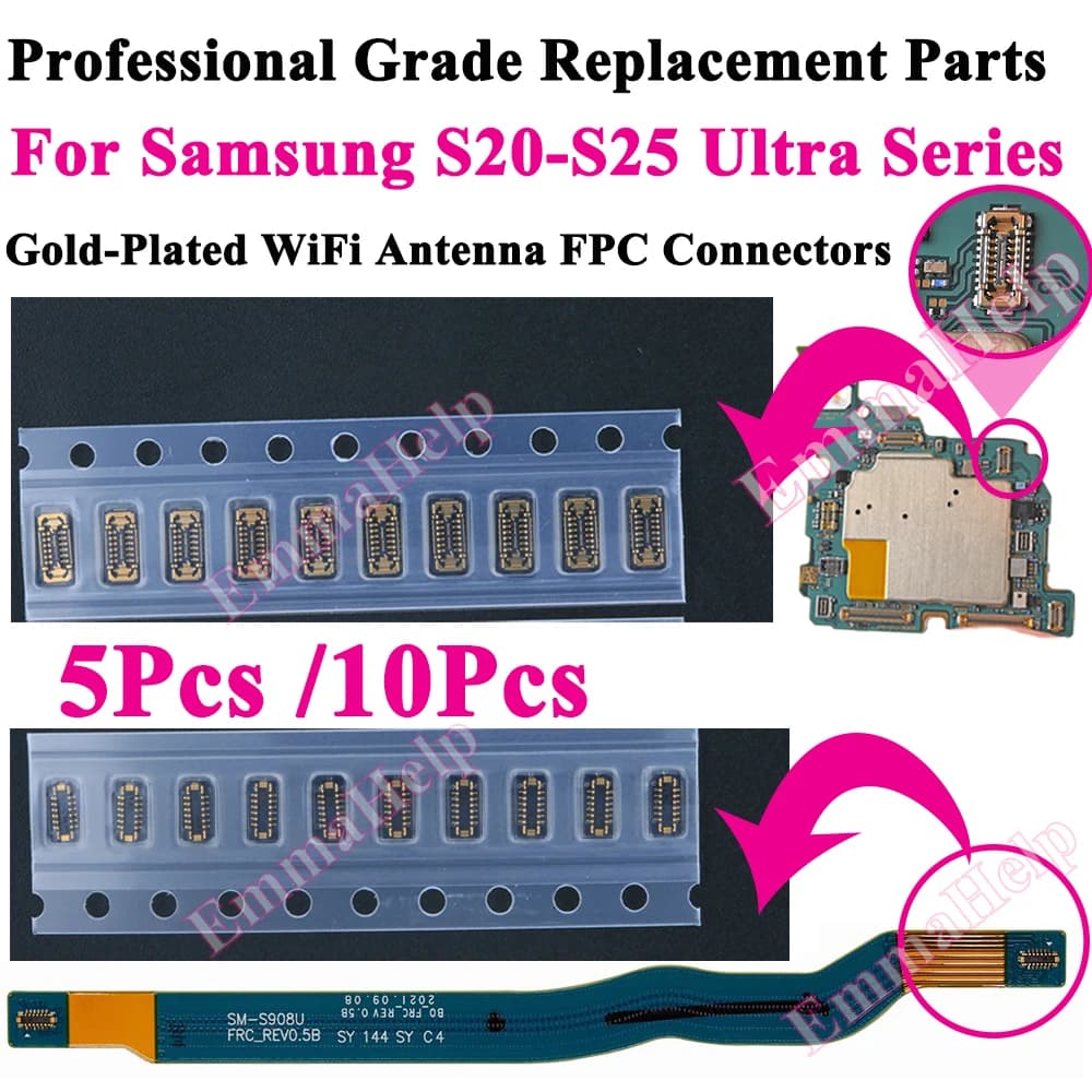 Antenna WiFi Professionale 5/10 con Connettore FPC per Samsung S20 S21 S22 S23 S24 S25 Ultra Plus, Ricambio per Segnale Stabile