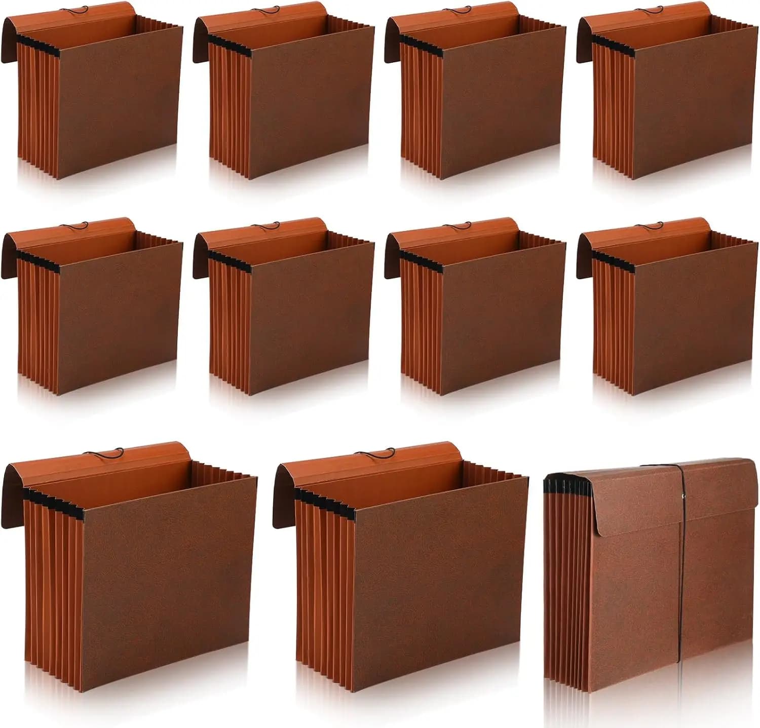 Confezione da 10 Cartelle Espandibili da 7 Pollici, Formato Lettera, Marrone, Organizzatore Documenti Resistente con Chiusura Elastica