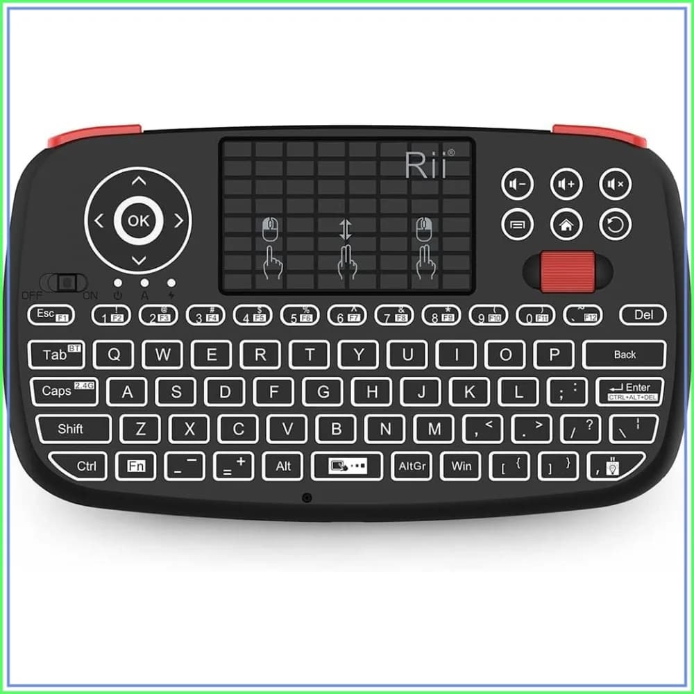 Upgrade Rii i4 Mini Bluetooth Keyboard with Touchpad, Backlit Portable Wireless Keyboard with 2.4G USB Dongle for Smartphones, PC, Tablet, Laptop TV Box