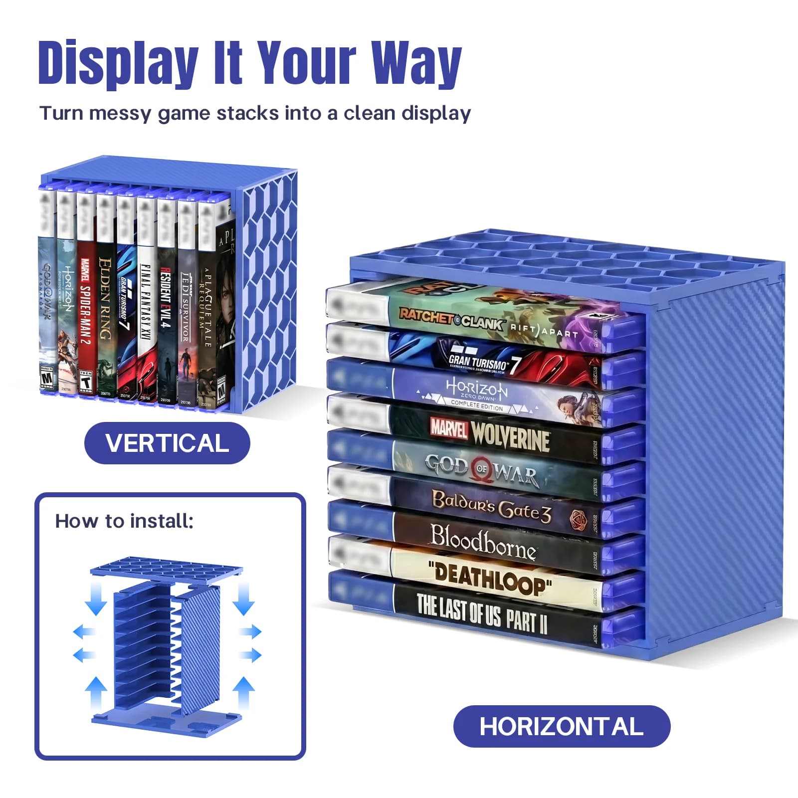 For Switch 2 Xbox PS5 Game Video CD Rack Manager Expandable Game Box Storage Tower Horizontal Storage Rack Game Accessories