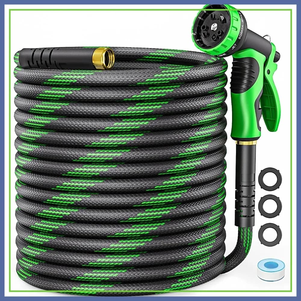 Tubo da Giardino Non Espandibile 125 FT, Tubo per Acqua Resistente e Flessibile con Ugello a 10 Funzioni, Anti-Piega e Anti-Perdita, Ultra Leggero per Prato, Auto, Esterni