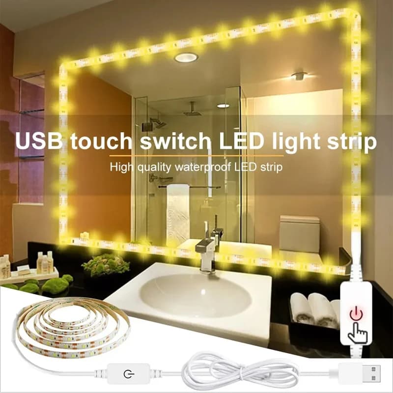 Striscia luminosa a LED 2835 Illuminazione flessibile Interruttore tattile USB Dimmerabile flessibile Striscia LED per armadio caldo/bianco per illuminazione scale a specchio