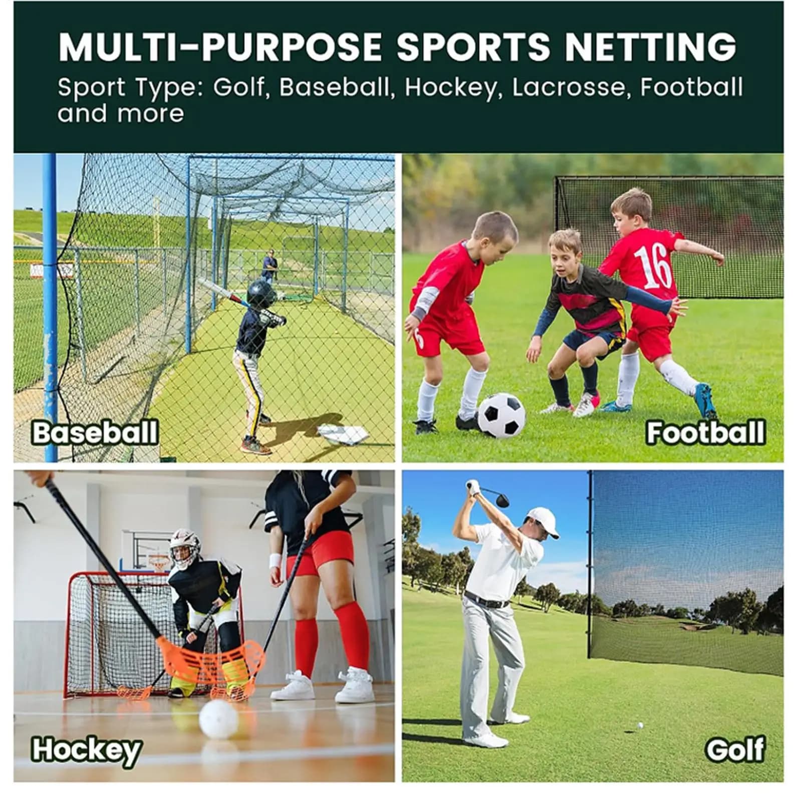 Rete da allenamento per golf, rete multi-sport per chipping con ganci, rete per calciare il pallone da calcio per interni ed esterni, giardino, cortile, prato