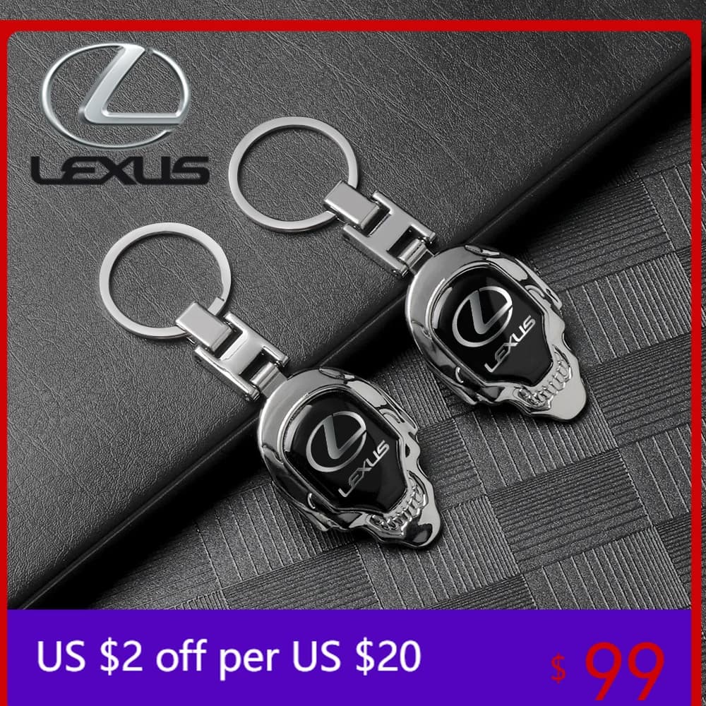 Metal Car Emblem Skull Keychain Key Holder Keyring Decor For Lexus Fsport RX330 IS250 Ct200h ES300h RX350 IS300h NX300h RX400h