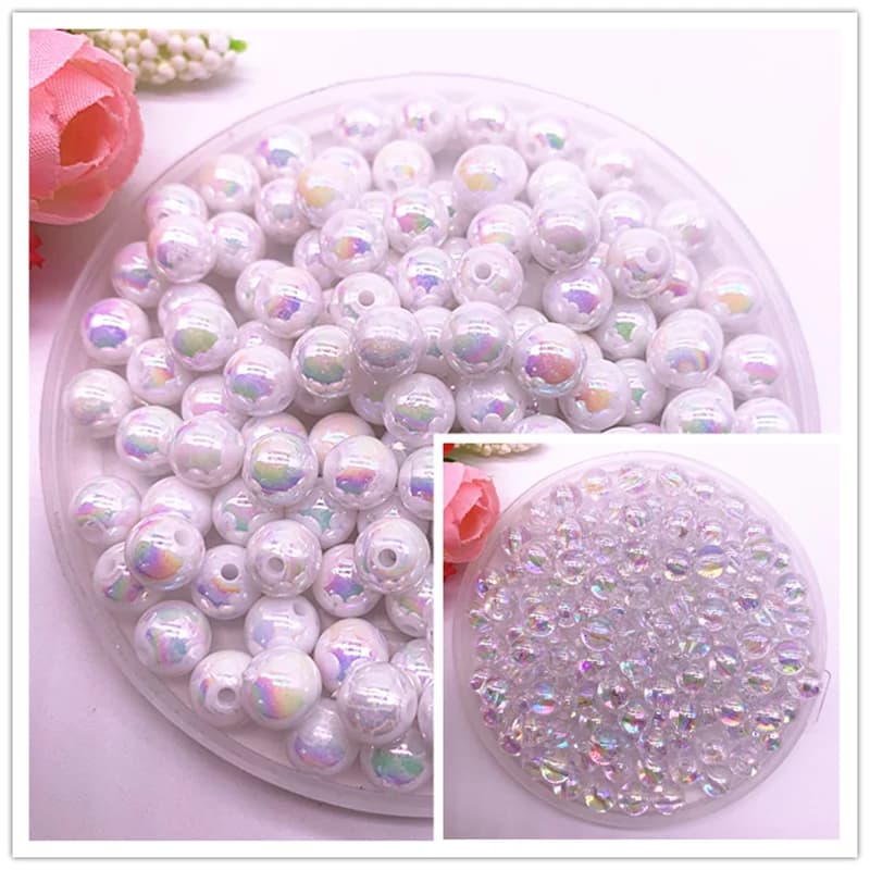 NUOVE perle acriliche rotonde di colore AB da 4-14 mm perline distanziatrici allentate per la creazione di gioielli accessori per braccialetti fai da te