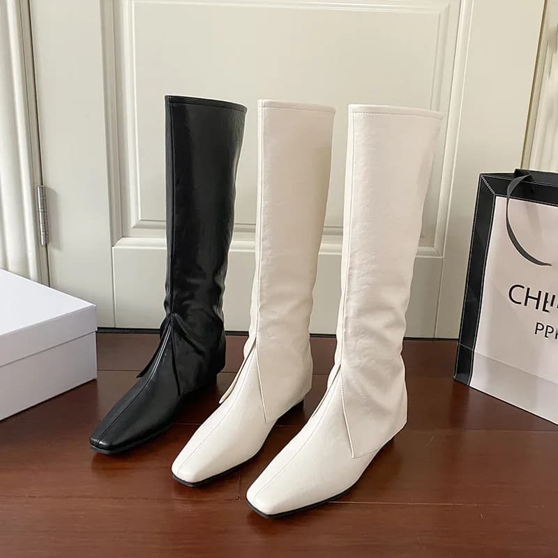 Square head inside height increasing pants tube boots for women autumn/winter 2025 new long tube boots versatile long boots for
