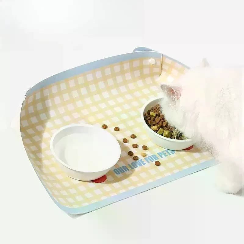 Tappetino Antiscivolo in Pelle PU per Animali Domestici, Impermeabile e Resistente all'Olio, Tappetino per Ciotole per Gatti, Tappetino per Alimentazione Animali Domestici