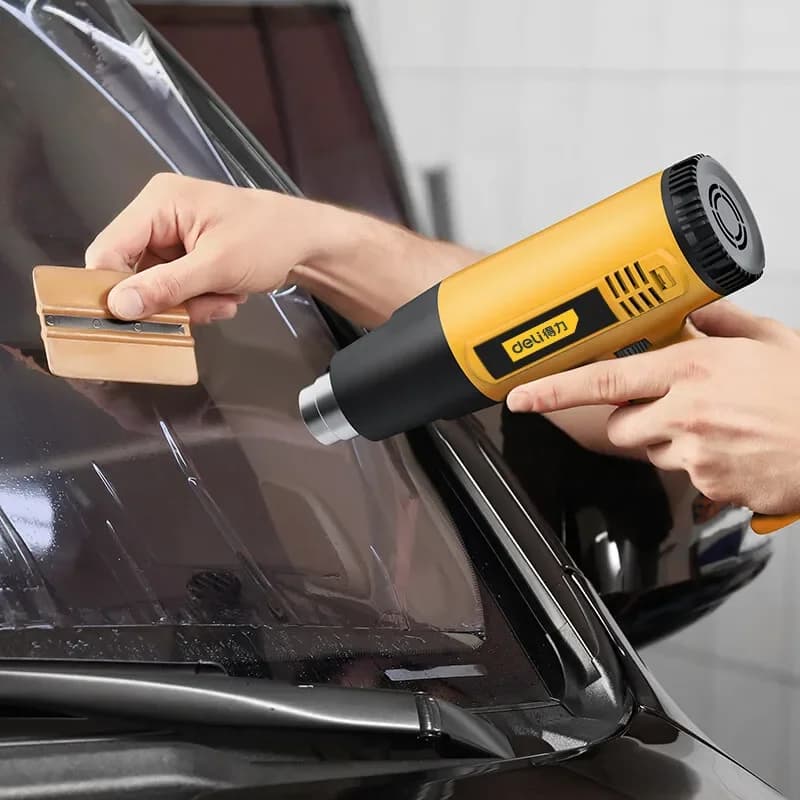 Pistola termica Deli 1600W Pistola ad aria calda professionale Temperatura regolabile 100-590 ℃ per vernici spelafili fai-da-te restringenti in PVC e casa
