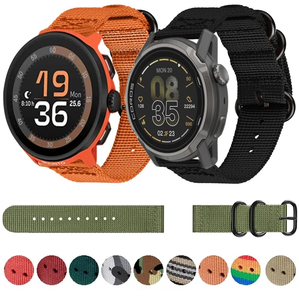 22 mm nylon strap for COROS APEX 4 42mm PACE Pro/3 Suunto Vertical 2-1 Race 2-S/Run/Ocean/9 Peak Pro Belt