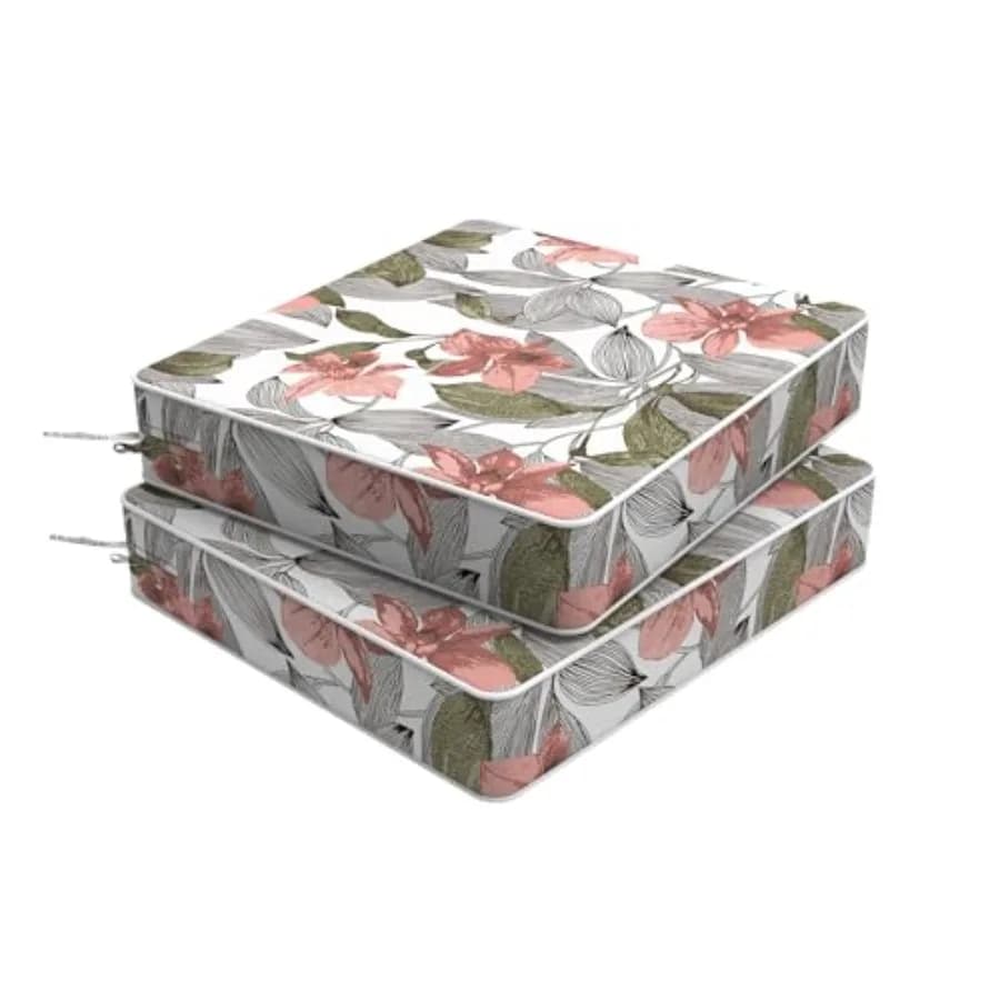 Set di 2 cuscini per sedie da esterno 24 x 22 x 4, cuscini idrorepellenti per patio con rivestimento rimovibile, cuscini spessi per tutte le stagioni