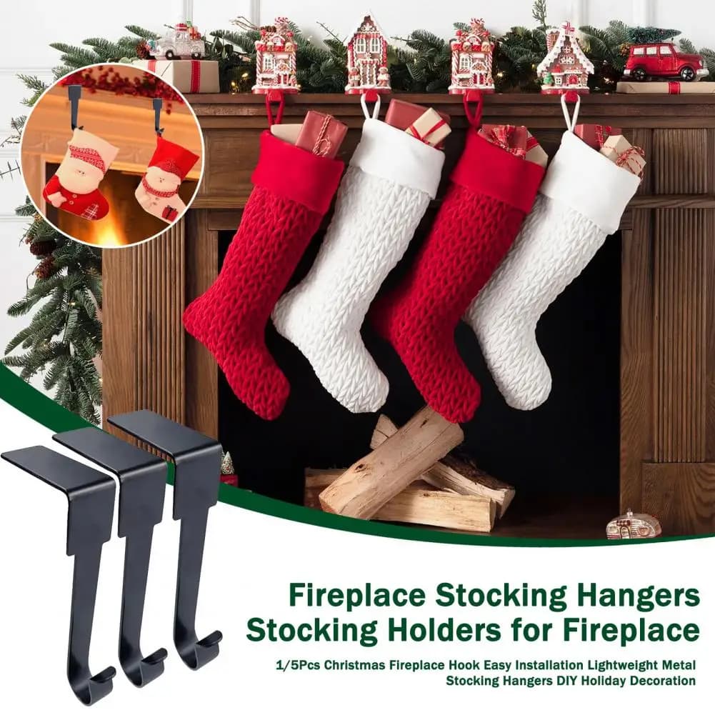 Christmas Socks Hooks Set of 5 Christmas Cam Hooks for Easy Christmas Decoration DIY Hooks for Light Metal Socks
