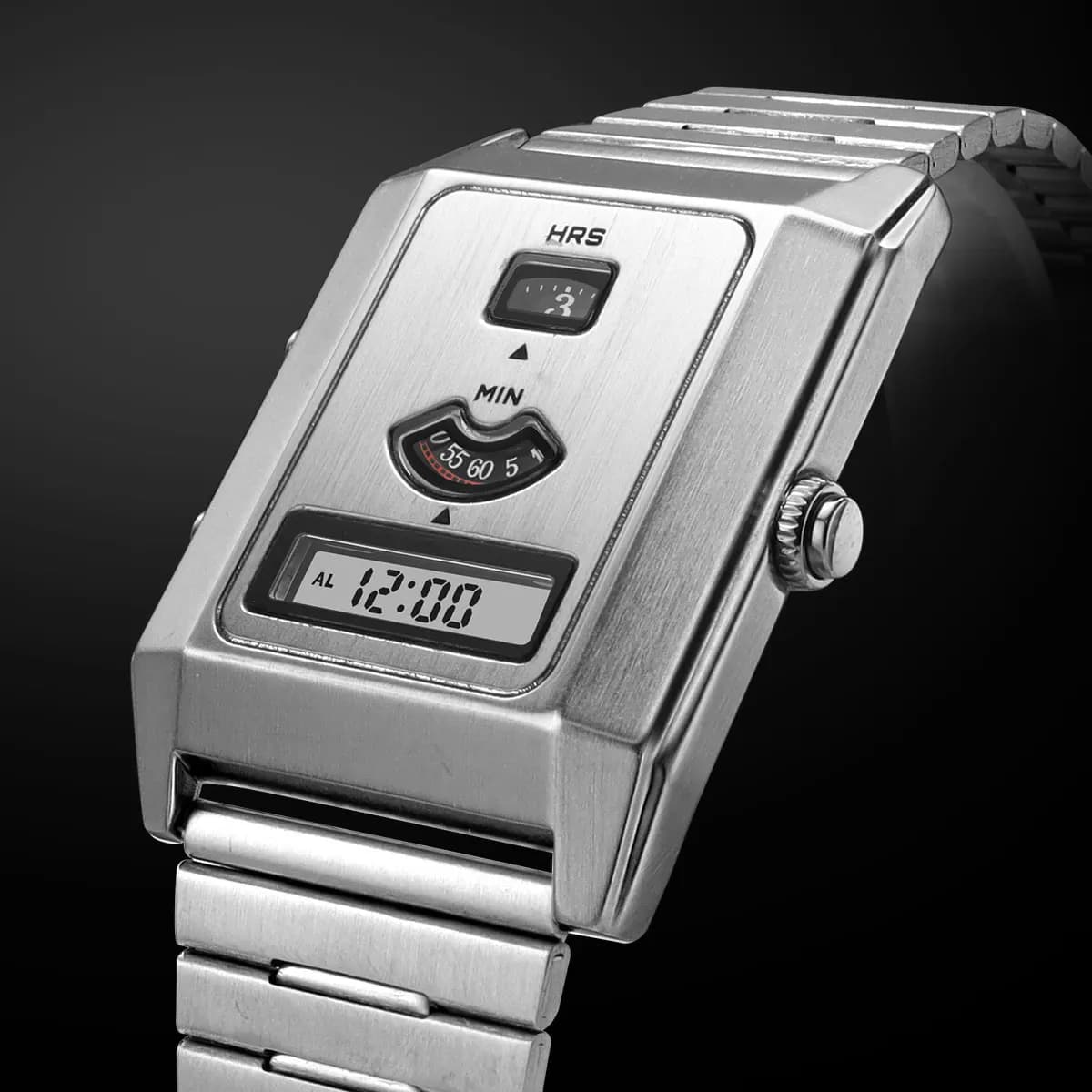 Orologio da uomo elettronico al quarzo alla moda con doppio movimento, orologio da polso unisex con retroilluminazione a tre display e cinturino in acciaio inossidabile