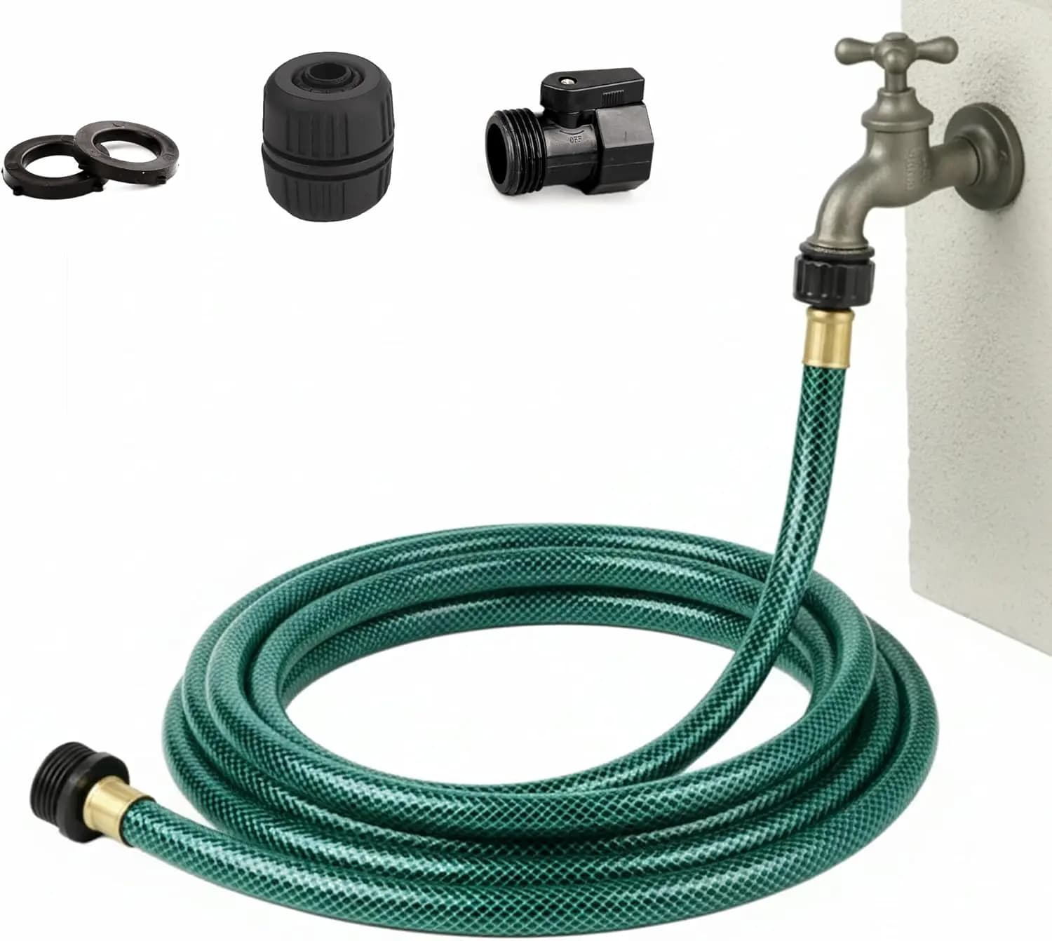 Tubo da Giardino in PVC Rinforzato da 4,5 m con Raccordi in Ottone, Anti-Piega per Irrigazione ad Alta Pressione e Pulizia Esterna