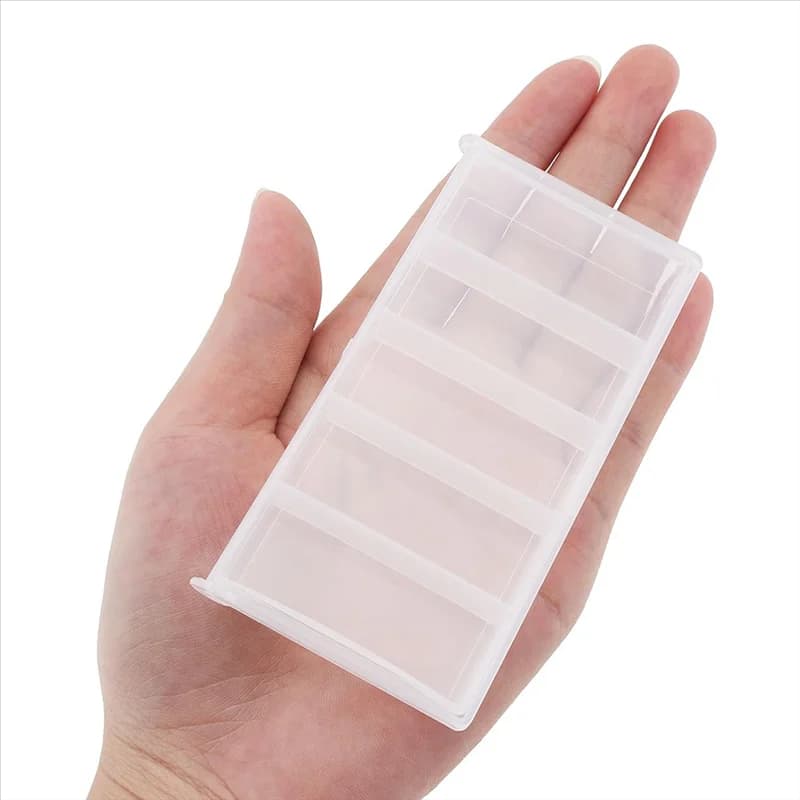 A26F-5 Griglie Scatola portaoggetti in plastica Trasparente Scatola portaoggetti per attrezzatura da pesca Divisori per gioielli Custodia contenitore