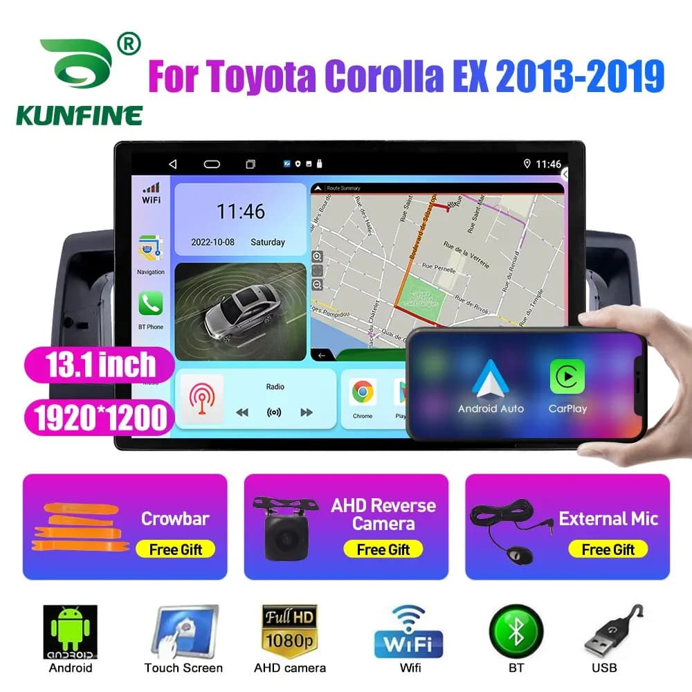 Autoradio da 13.1 pollici per Toyota Corolla EX 2013-2019 Auto DVD Navigazione GPS Stereo Carplay 2 Din Multimediale Centrale Android Auto