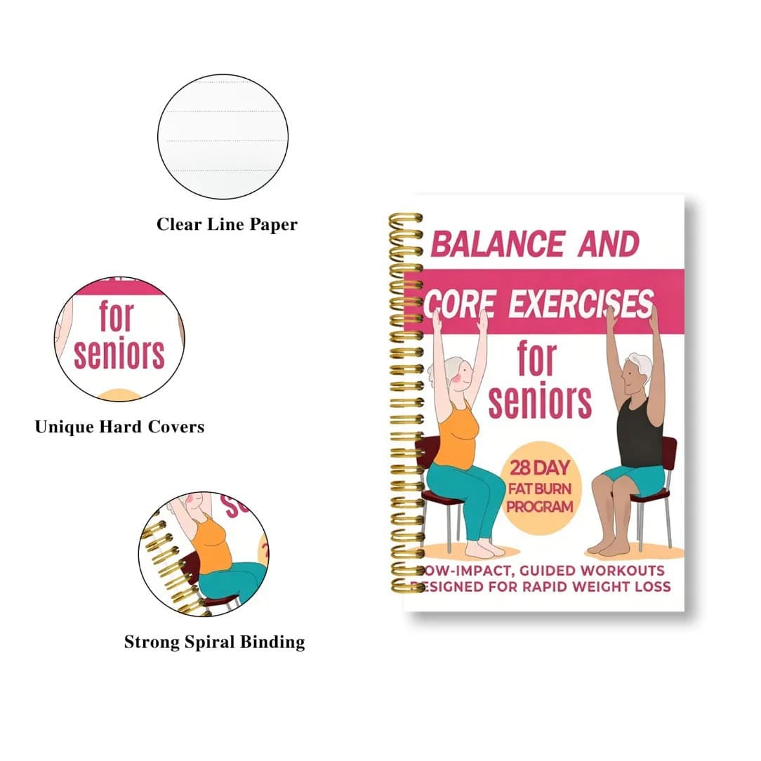 Chair Yoga Practice Notebook Suitable for Elderly Yoga Guide, Fitness Planner Magazine Flexibility and Balance Training