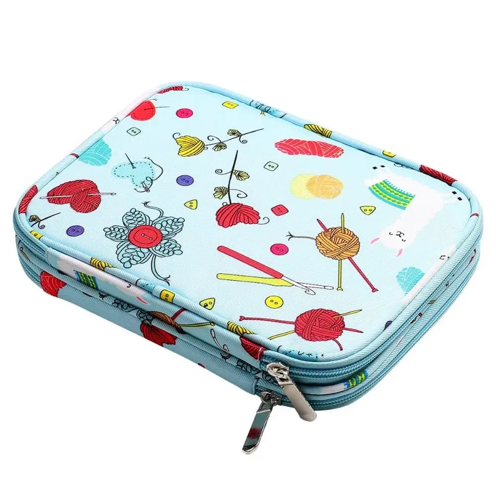 Custodia Portatile per Ferri da Maglia, Borsa Colorata in Tessuto Oxford per Ferri da Uncinetto, Custodia Rettangolare Resistente per Aghi da Cucito