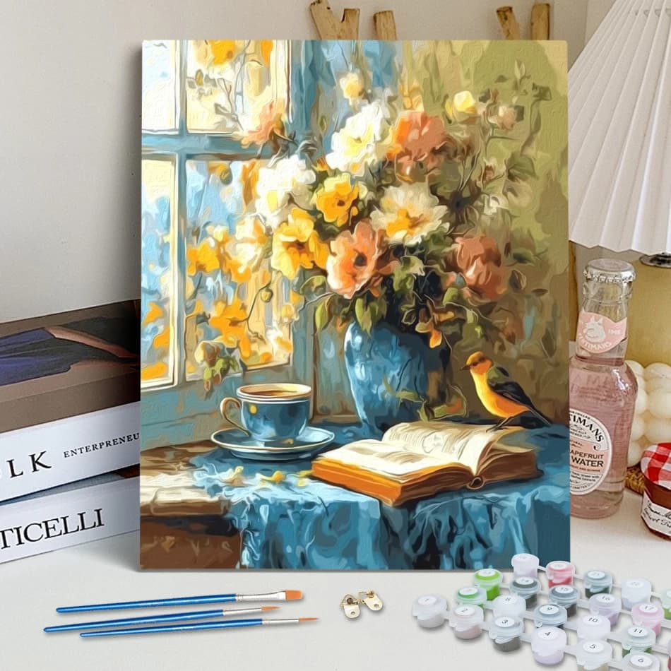 RUOPOTY Painting By Number Adults Acrylic Diy Oil Art Flowers Markers By Numbers Handpainted Oil Painting On Canvas Paint Kit