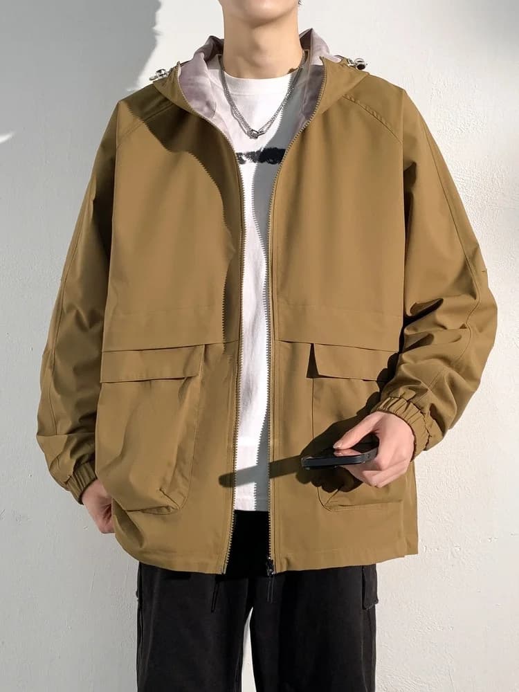 Giacca da Uomo Impermeabile con Collo Rotondo, Stile Country, per Caccia e Pesca, Pratica e Resistente, per Autunno e Primavera