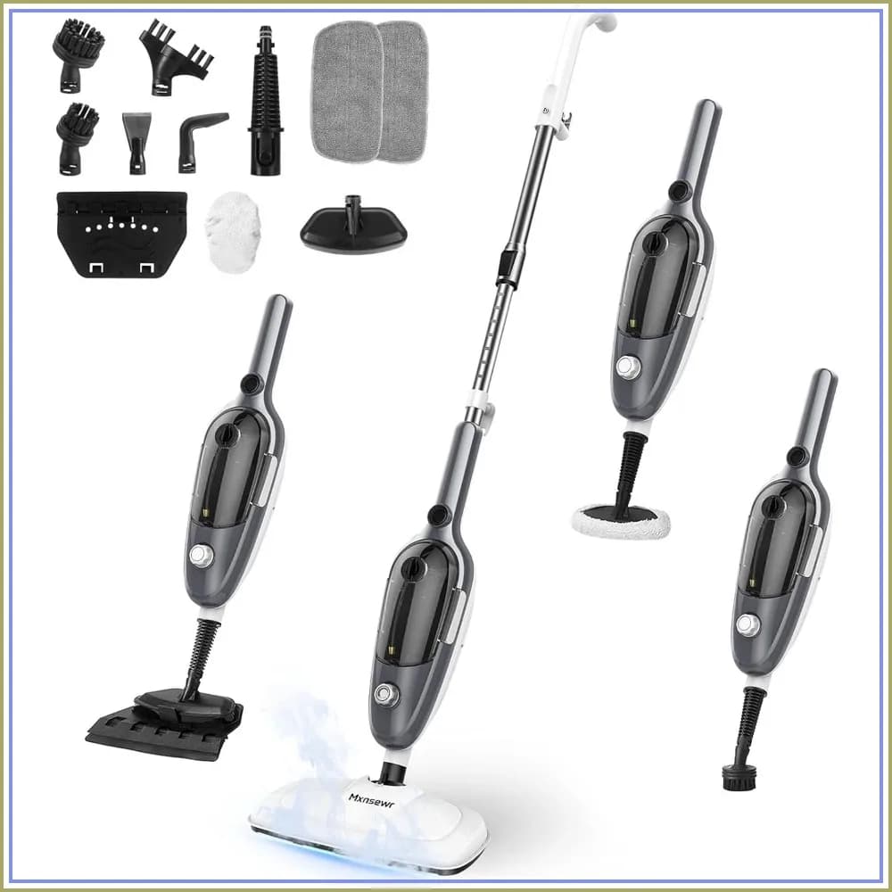 All-in-One Steam Mop with 11 Accessories, Handheld & Floor Steamer for Hardwood, Tiles, Carpet, Windows, Clothes, Whole Home