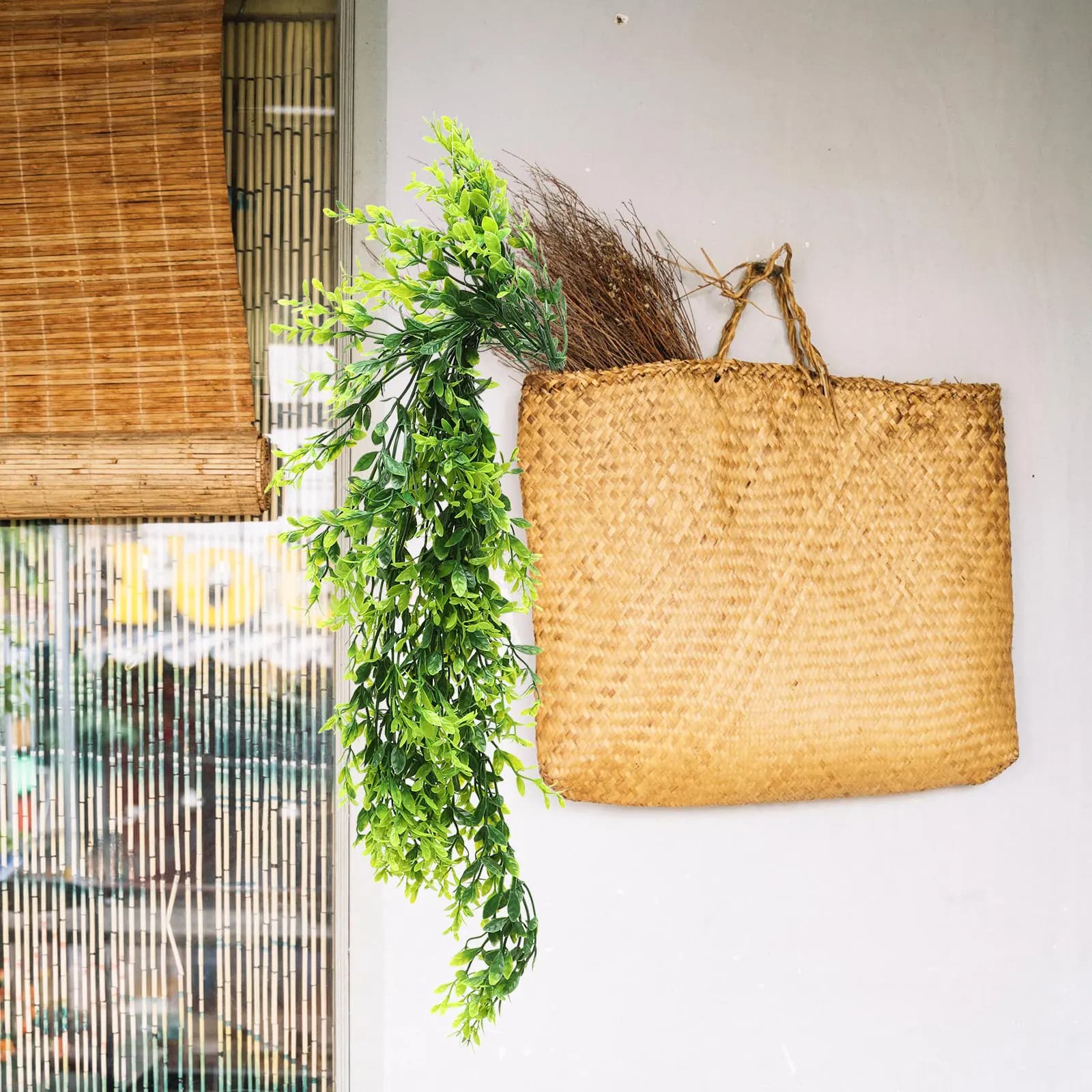 2Pcs Artificial Hanging Wall Plant Simulation Rattan Leaf Indoor Decor Wedding Party Bedroom Living Room Vines Faux Hanging