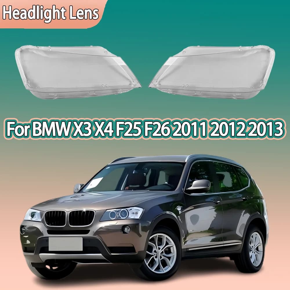 Faro Lente In Vetro Borsette Auto Faro Anteriore Copertura In Vetro Plexiglass Trasparente Lampada Paralume Per BMW X3 X4 F25 F26 2011 2012 2013